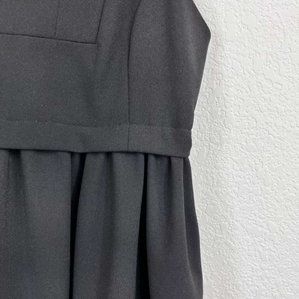 H&M Collection Black Tie Square Neck Quilted Empire Waist Pleated Dress - Picture 2 of 8
